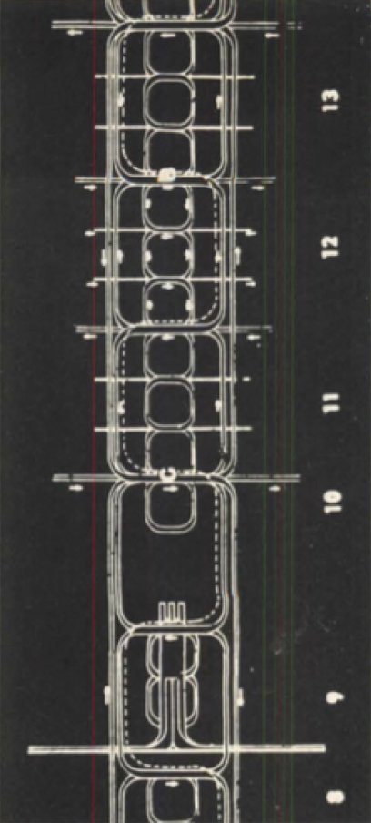 Kenzo Tange’s Tokyo Bay plan: a spine of major loops containing medium and minor loops.