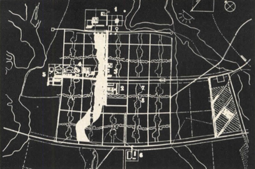 Le Corbusier’s plan of Chandigarh: a grid of sectors with the capitol at the head.