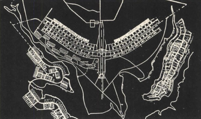 Lúcio Costa’s plan of Brasília: two curved residential wings either side of a central axis.